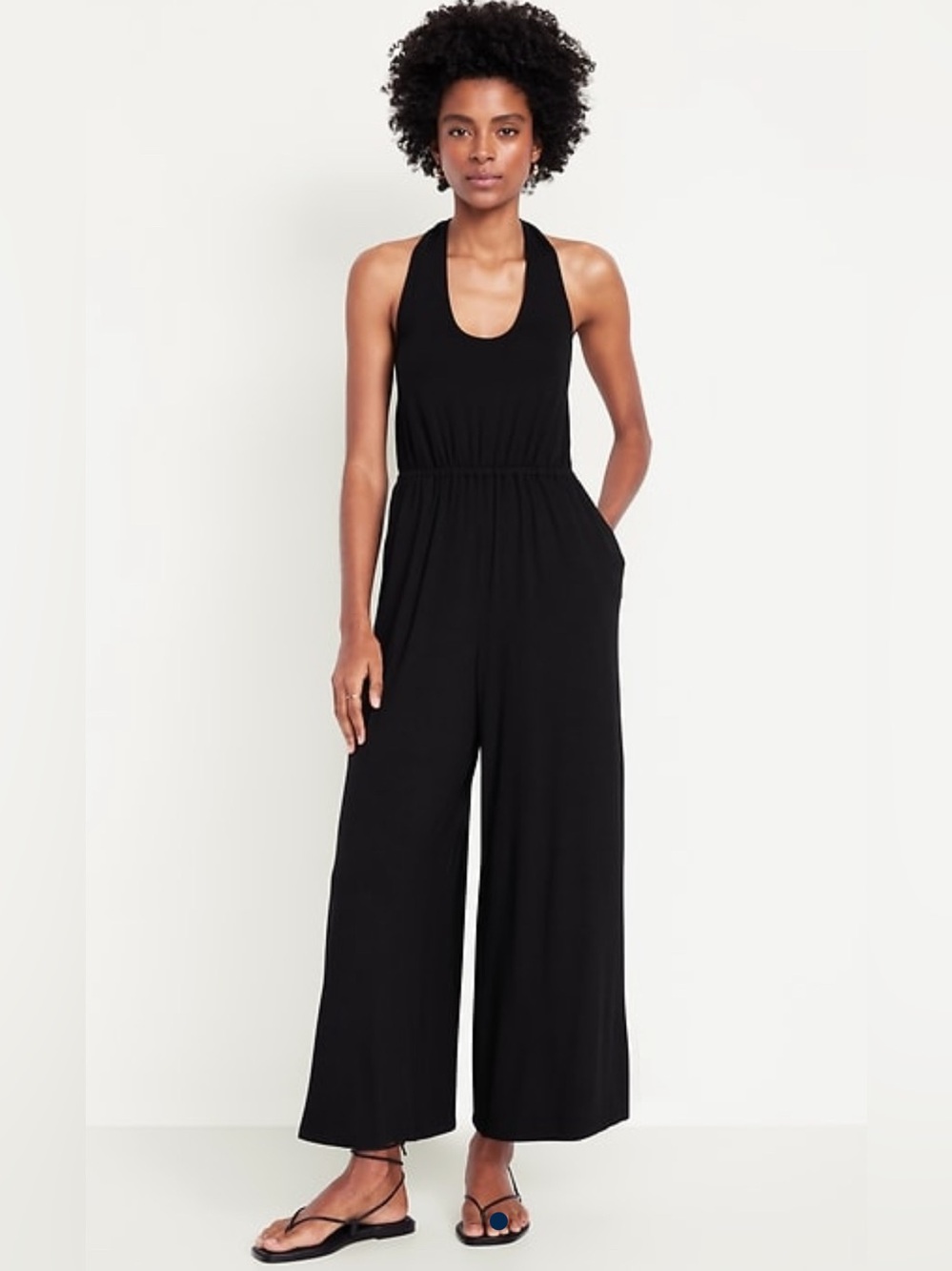 Black Halter Wide-Leg Jumpsuit